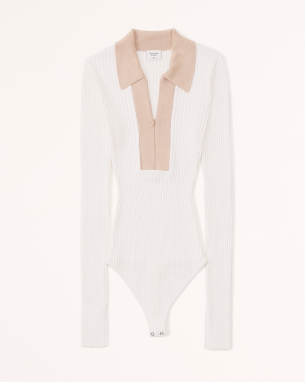 Polo Half-Zip Ribbed Bodysuit | Abercrombie & Fitch (US)
