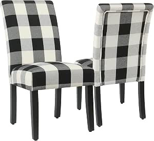 HomePop Parsons Dining Chair - Black Plaid (Set of 2) | Amazon (US)