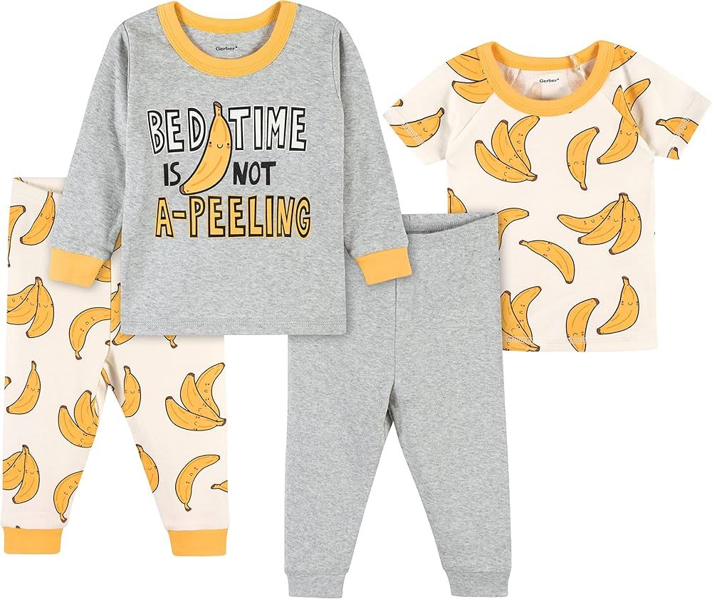 Gerber Baby Boys' Toddler Snug Fit 4-Piece Pajama Set | Amazon (US)