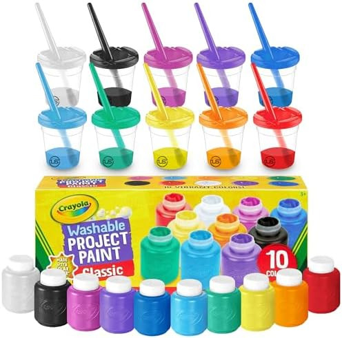 The Mega Deals Kids Painting Set – Washable Non-Toxic Finger Paints (10 Colors of 2 oz) with 10... | Amazon (US)