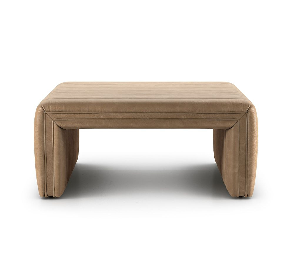 Atticus Leather Ottoman | Pottery Barn (US)