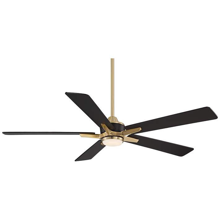 52" Casa Vieja Vegas Nights Soft Brass Black LED Remote Ceiling Fan - #214T1 | Lamps Plus | Lamps Plus
