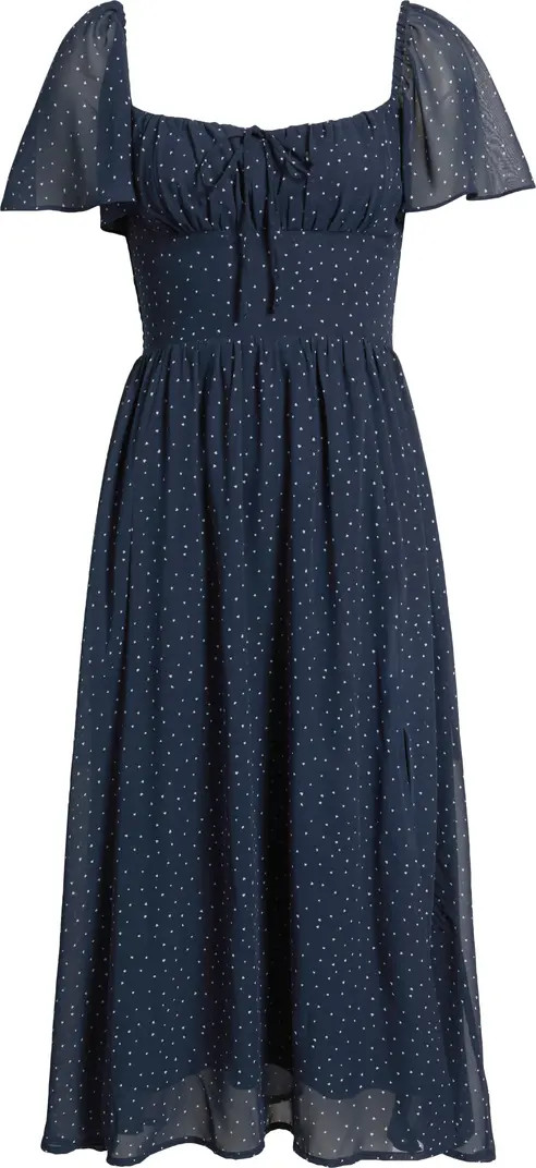 Heart Polka Dot Butterfly Sleeve Midi Dress | Nordstrom
