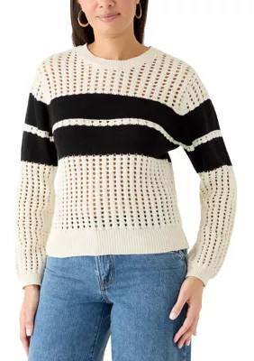 Sanctuary Women's Openwork Popover Sweater, Black, Medium | Belk