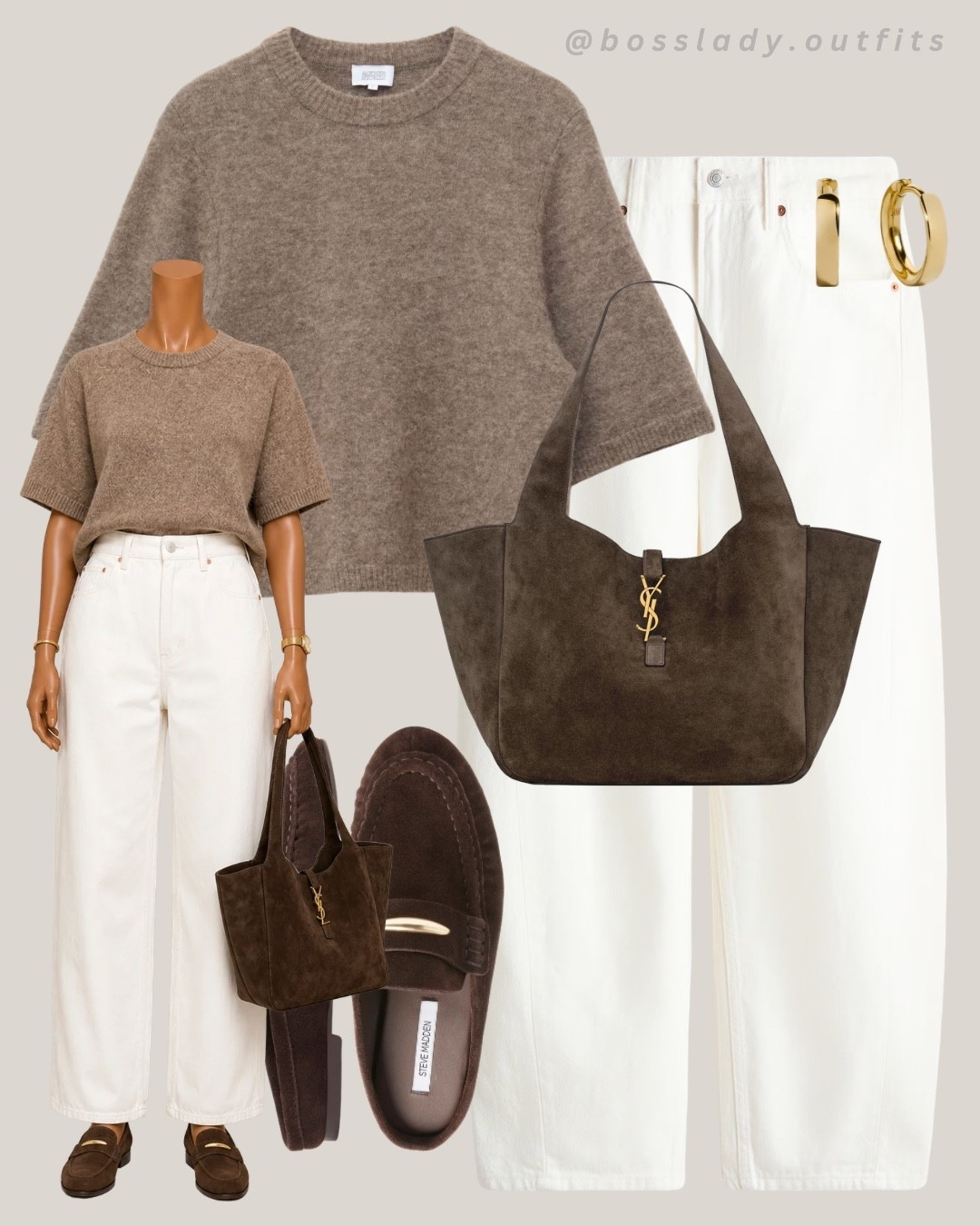this fall’s uniform in one look

Tags: fall outfit inspo, brown and white outfit, neutral outfit ideas, suede loafers, wide leg jeans outfit, oversized sweater outfit, tote bag outfit, casual fall outfit, brown suede bag, gold hoop earrings, transitional outfit, street style inspo

#LTKshoes #LTKbag #LTKstyletip