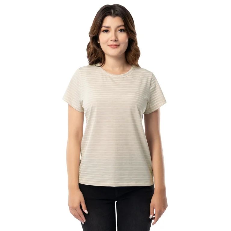 Time and Tru Women's Slub Texture Tee with Short Sleeves, Sizes S-XXXL - Walmart.com | Walmart (US)