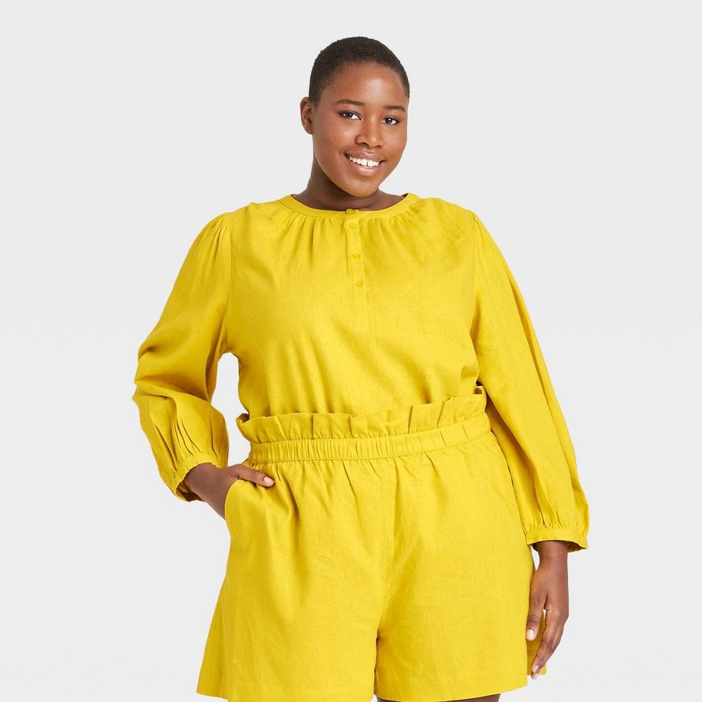 Women's Plus Size Balloon Long Sleeve Top - Who What Wear Yellow 3X | Target