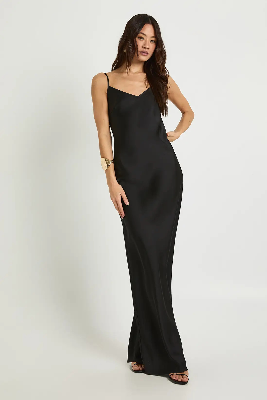 Black Tall Satin Slip Column Maxi Dress | Boohoo | Boohoo.com (UK & IE)