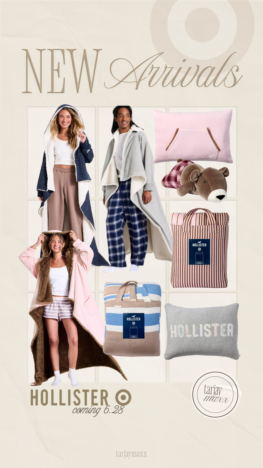 The Hollister x Target collection is bringing all the cozy vibes 🤍 From the hooded blankets and pajama sets to the striped throws and cute pillows, this drop looks perfect for movie nights, dorm rooms, and lazy weekends at home. Online starting June 28 at 5AM CDT and in stores July 1. wedding guest dress summer, summer outfits, fathers day gift guide, summer dresses, country concert outfits, date night outfits, business casual workwear, work outfits, vacation outfits beach, travel outfits, tj maxx finds, tj maxx online, new arrivals, affordable fashion, luxury for less, target home, cozy essentials, dorm decor, bedding, lounge life, comfy finds
 

 #LTKSeasonal #LTKHome