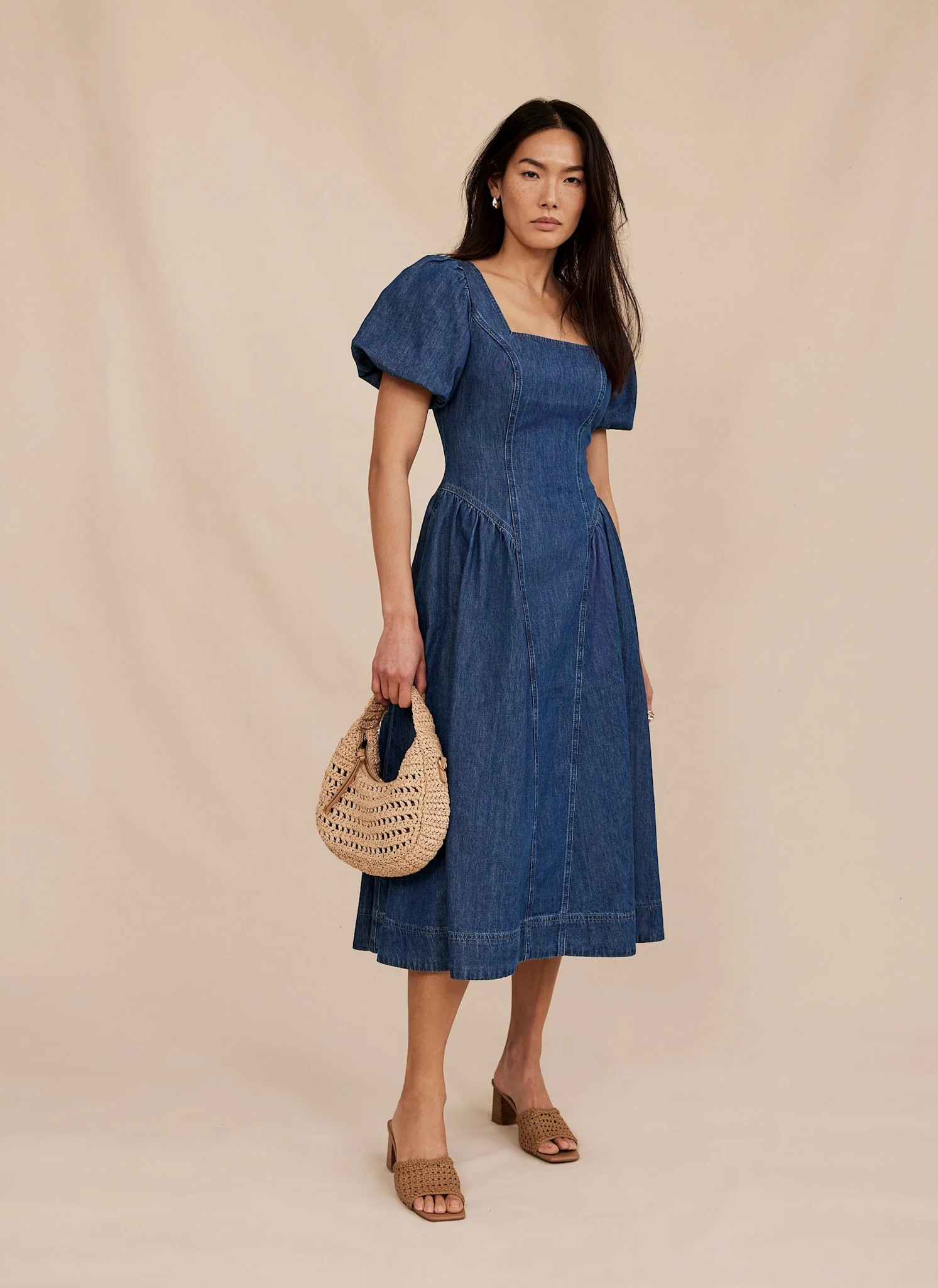 Indigo Denim Midi Dress | Mint Velvet