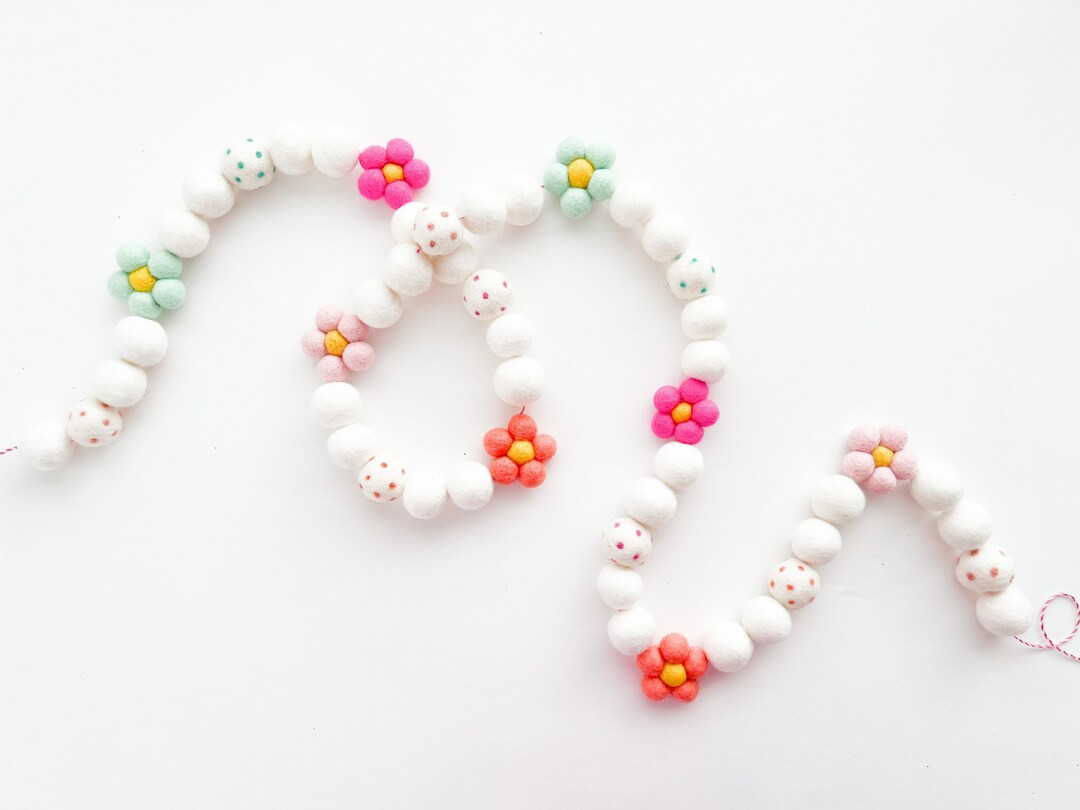 Bright Daisy Polka Dot Felt Ball Garland, Bunting, Banner - READY TO SHIP!! | Etsy (US)