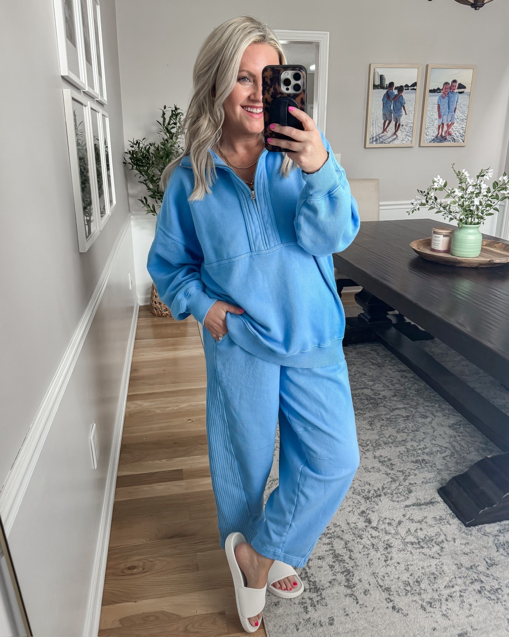 This light blue matching sweat set is such a comfy and cute option for everyday wear. The quarter zip adds a sporty touch, and it is perfect for travel days, errands, or lounging while still looking put together.

Wearing size small.

blue sweat set matching set outfit quarter zip outfit comfy loungewear casual spring outfit travel outfit ideas athleisure set everyday style womens spring fashion cozy outfit lovelylifestyling

#LTKActive #LTKSeasonal #LTKootd