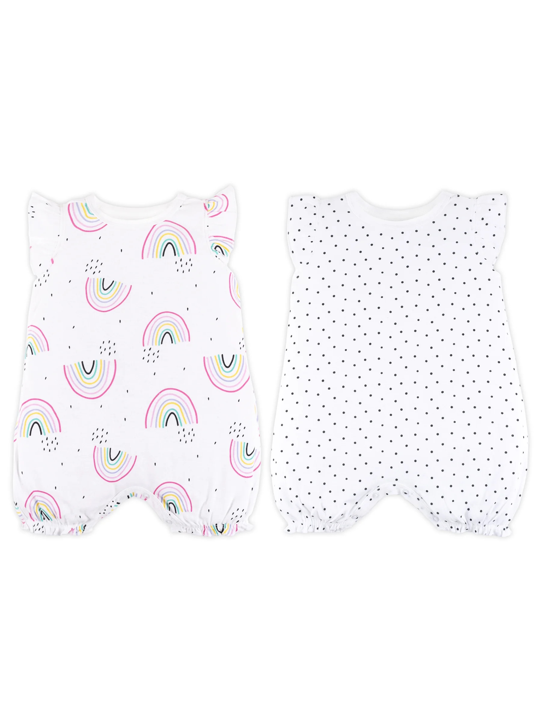 Little Star Organic Baby Girl 2Pk Flutter Sleeve Rompers, Size Newborn - 24M | Walmart (US)