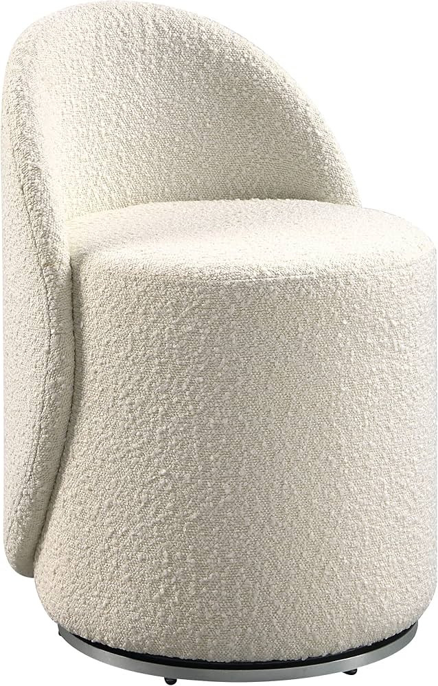 OSP Home Furnishings Lystra Swivel Barrel Vanity Chair with Textured Boucle Fabric, Cream | Amazon (US)