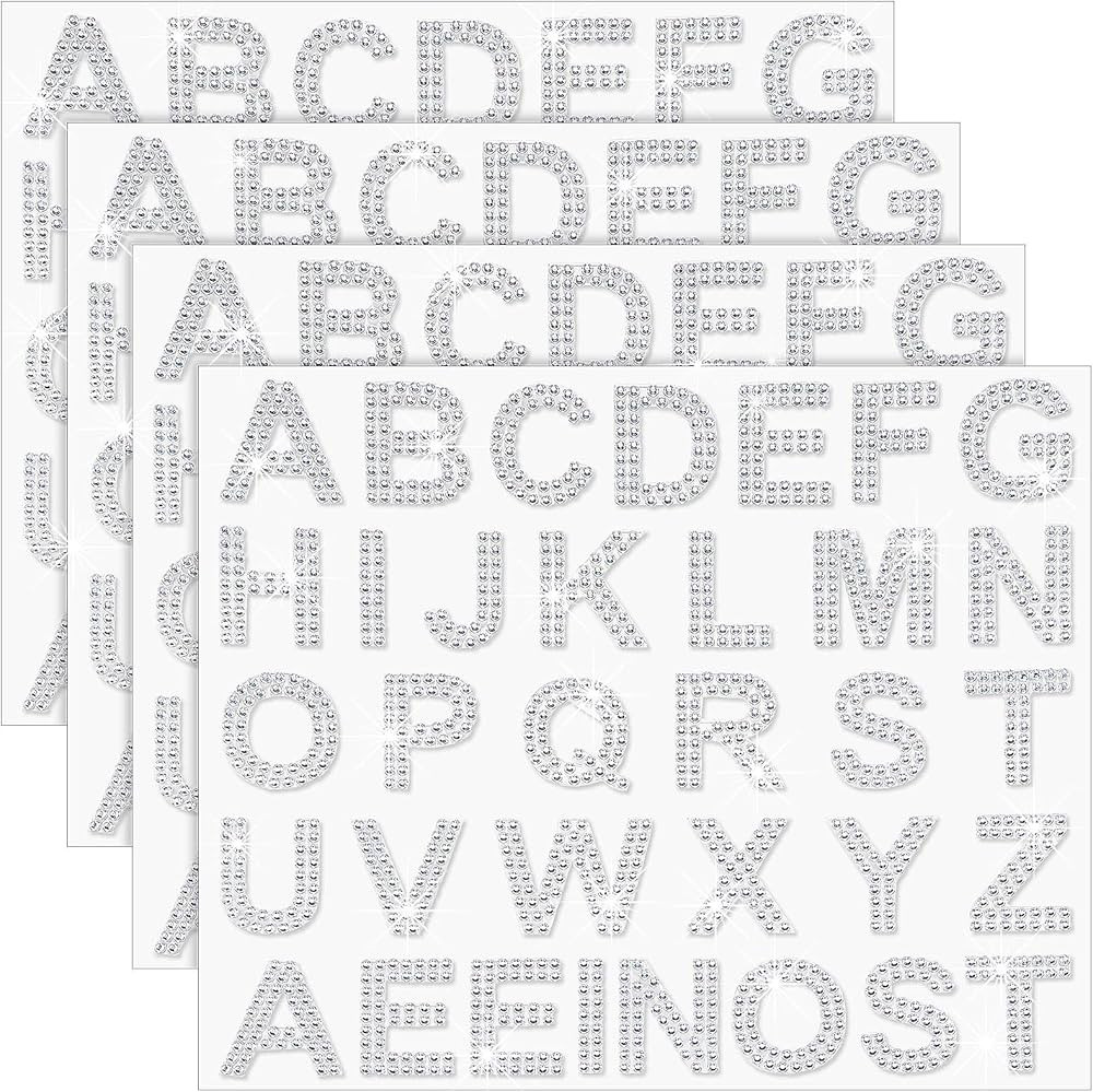 Zonon 136 Pieces Rhinestone Iron-on Letter Large Glitter Bling Alphabet Sticker Crystal Gemstone ... | Amazon (US)