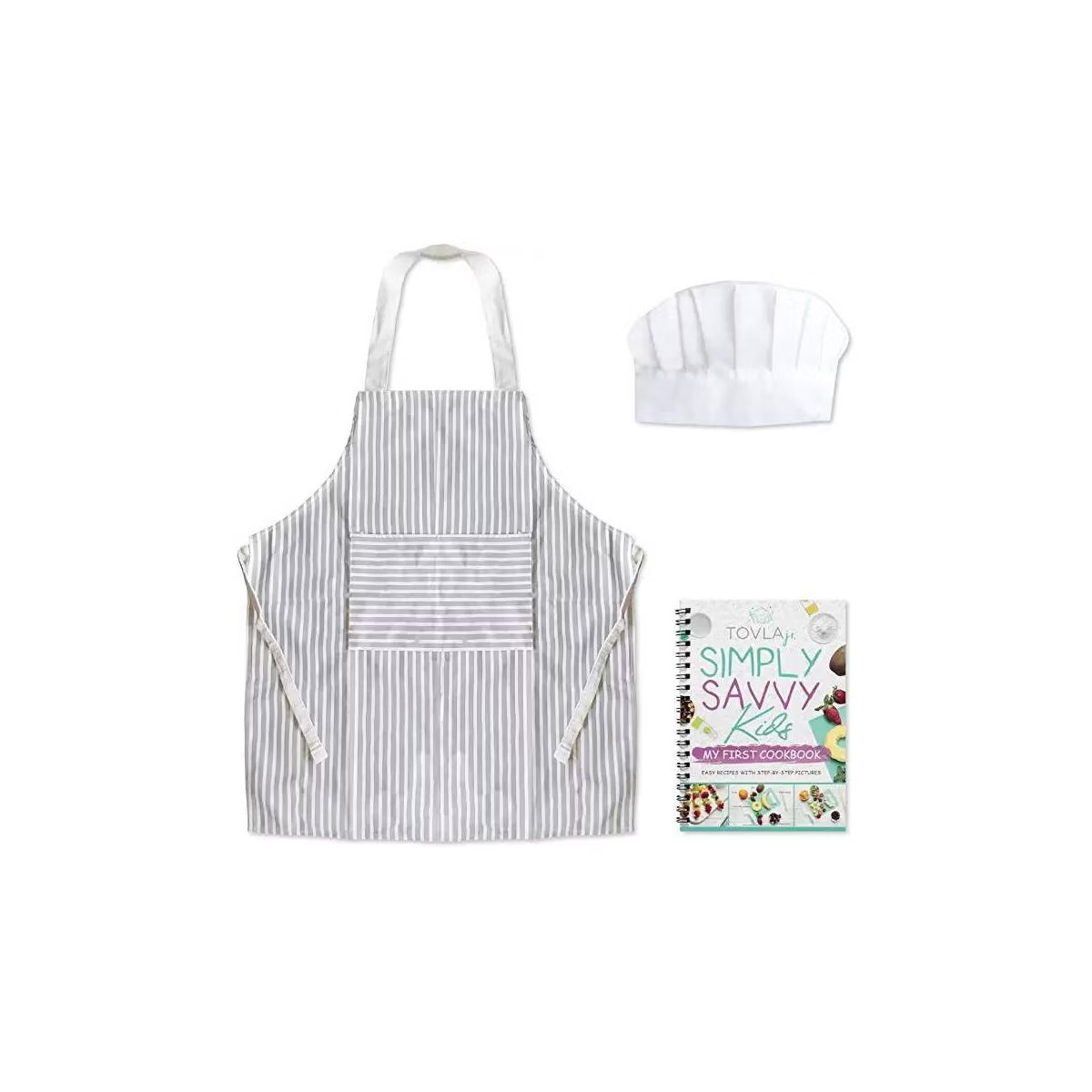 Tovla Jr. 3pc Kids Cookbook, Cooking Apron, and Hat Set White/Blue | Target