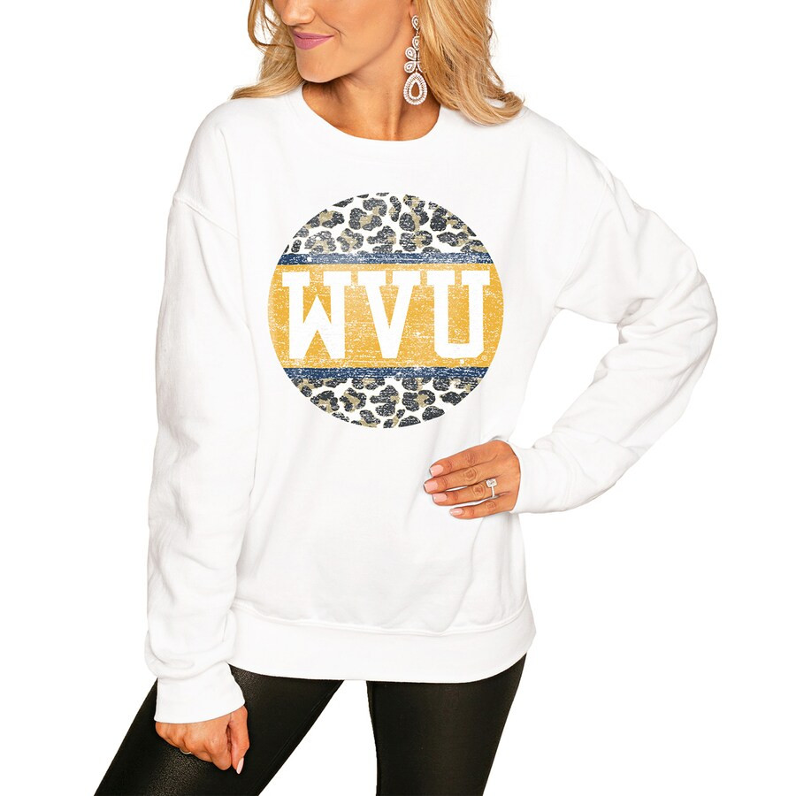 West Virginia Mountaineers Women's Scoop & Score Pullover Sweatshirt - White | Fanatics