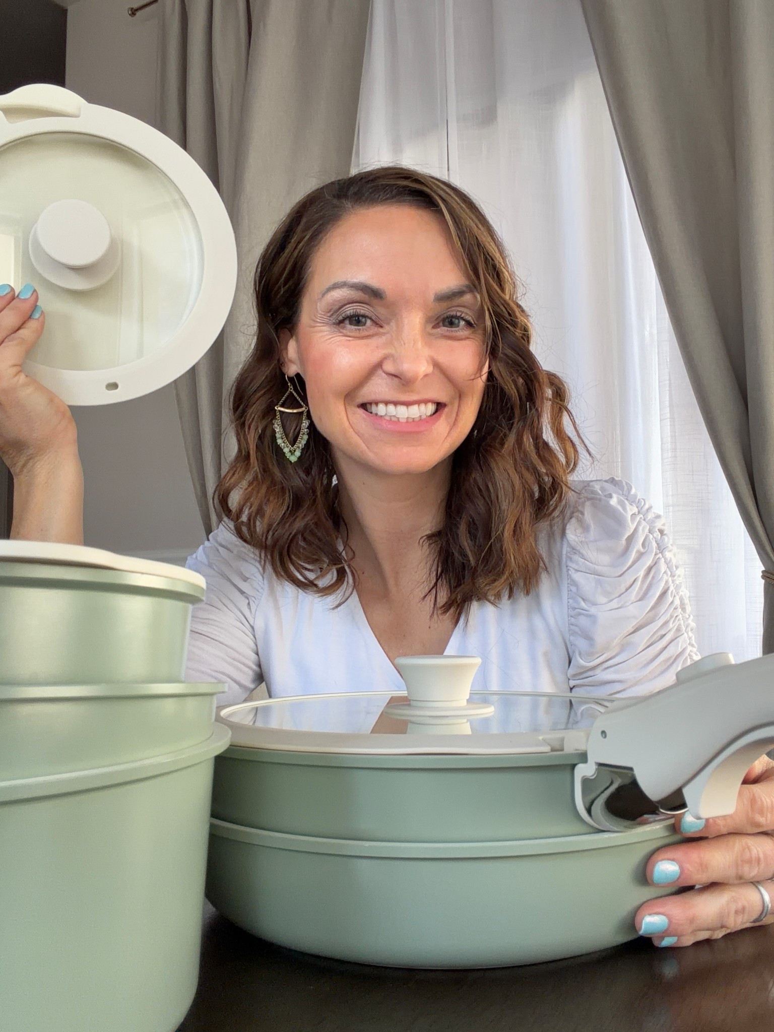 This is the happiest thing in my kitchen! ￼ Not only is it pretty it’s space-saving and practical! ￼ these are used for cooking on the stove, they can go in the oven, as well as the fridge!
￼

#LTKmomlife #LTKHome #LTKfoodie