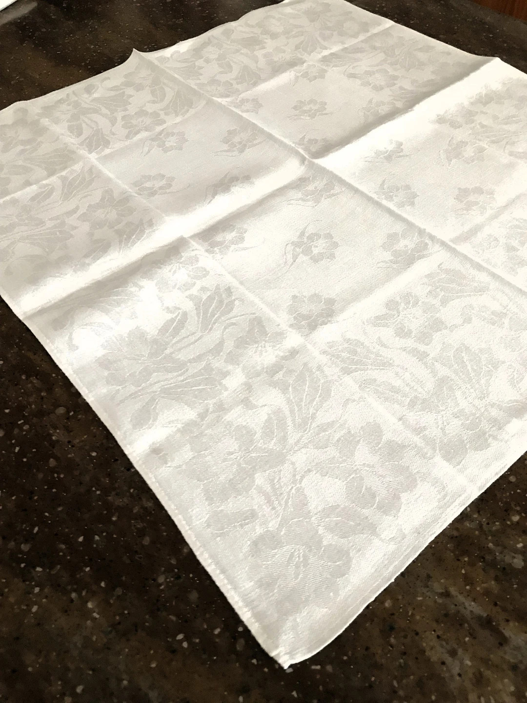 6 Vintage White Linen Dinner Napkins With Multi Floral Buttercup Damask Pattern - Etsy | Etsy (US)