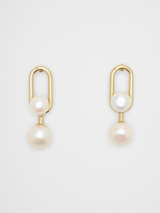 Oval Metal Pearl Drop Earrings | Banana Republic Factory