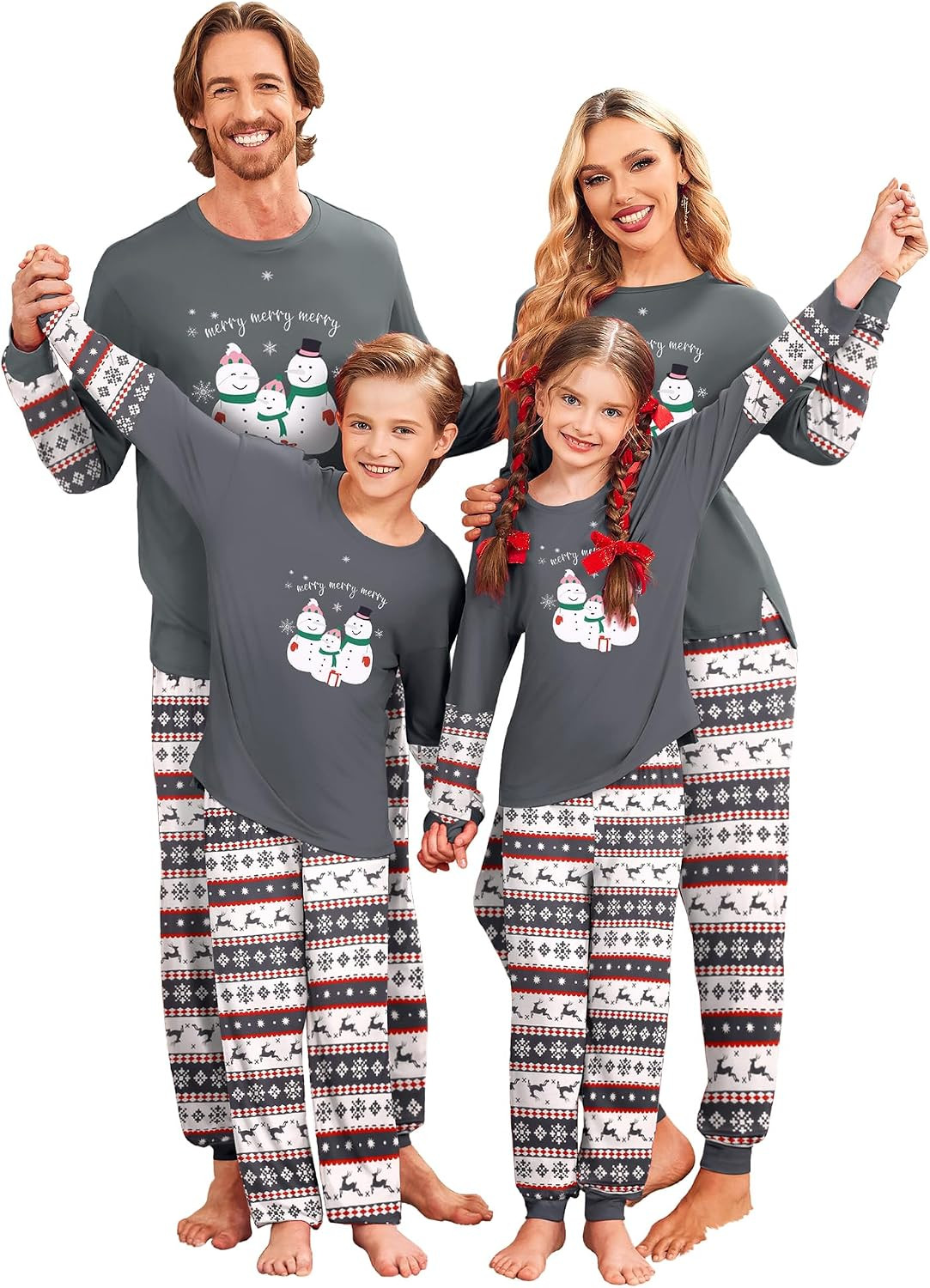 Ekouaer Family Christmas Pajamas Matching Sets with Print Tops and Pants | Amazon (US)