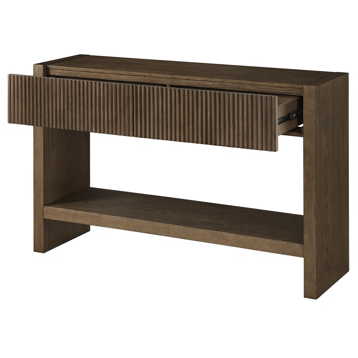 Manzanita 48" Wide Rectangular Solid Wood Fluted Console Table in Brown Oak | Wayfair North America