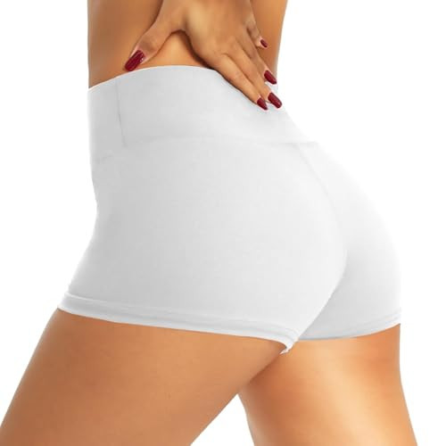 QGGQDD Workout Biker Shorts for Women - 3"/5"/8" High Waisted Tummy Control Spandex Booty Shorts for Gym Yoga Volleyball White | Amazon (US)