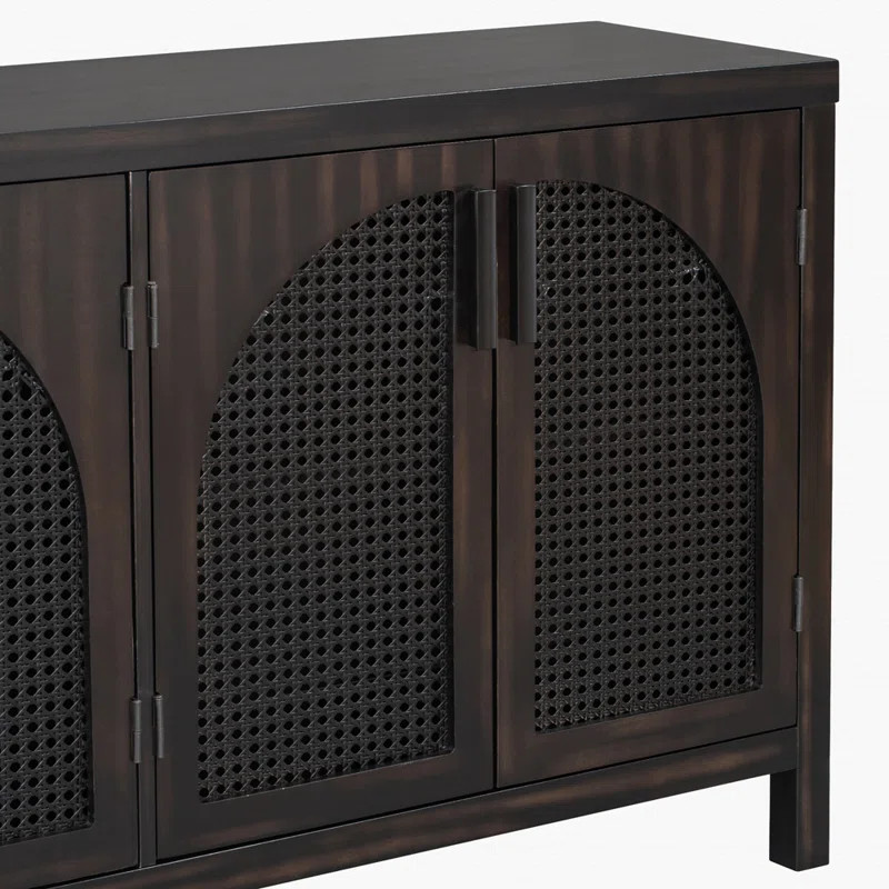 Large Storage Space Sideboard With Artificial Rattan Door And Metal Handles For Living Room And E... | Wayfair North America