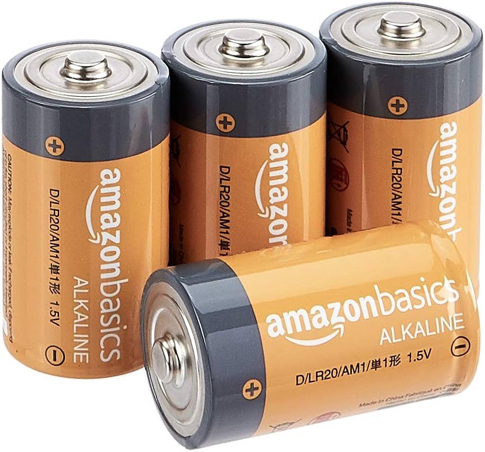 Amazon Basics 4-Pack D Cell Alkaline All-Purpose Batteries, 1.5 Volt, 5-Year Shelf Life | Amazon (US)