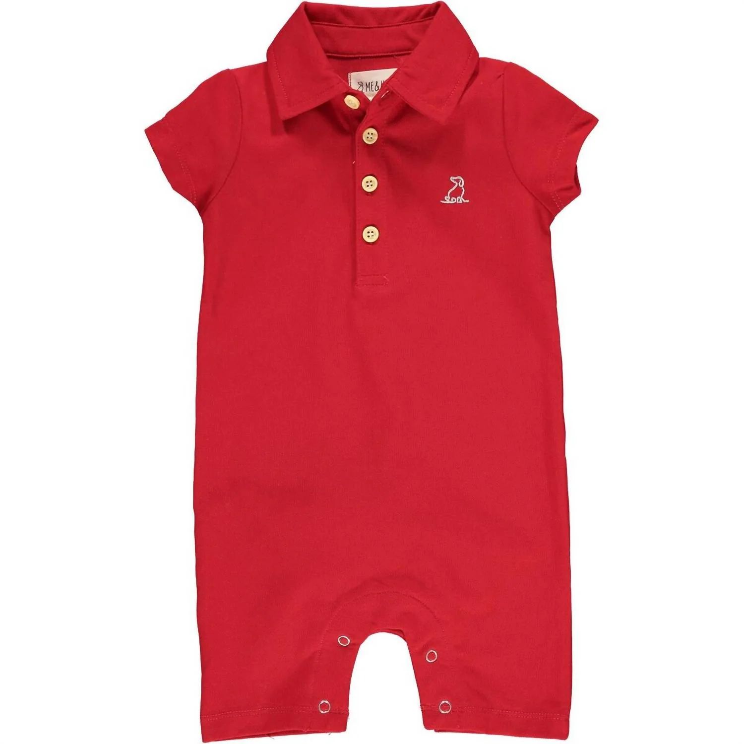 Boys Drift Polo Romper In Red | Shop Simon