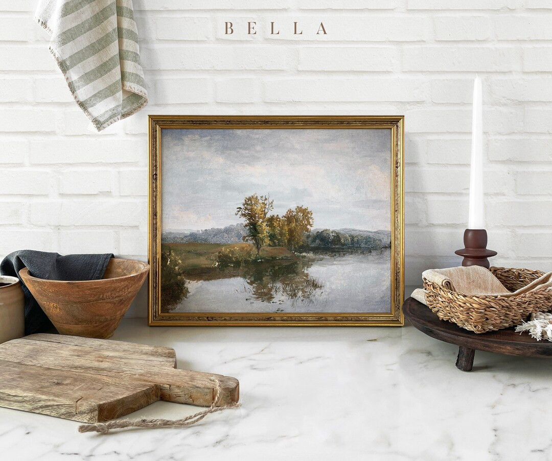 Framed Vintage Print Lake Scenery Wall Art Wall Hanging - Etsy | Etsy (US)