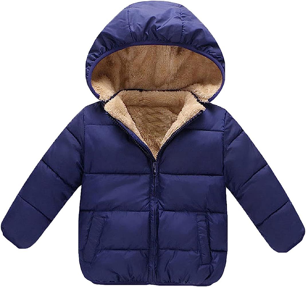 Baby Girls Boys' Winter Fleece Jackets With Hooded Toddler Cotton Dress Warm Lined Coat Outer Clothi | Amazon (US)