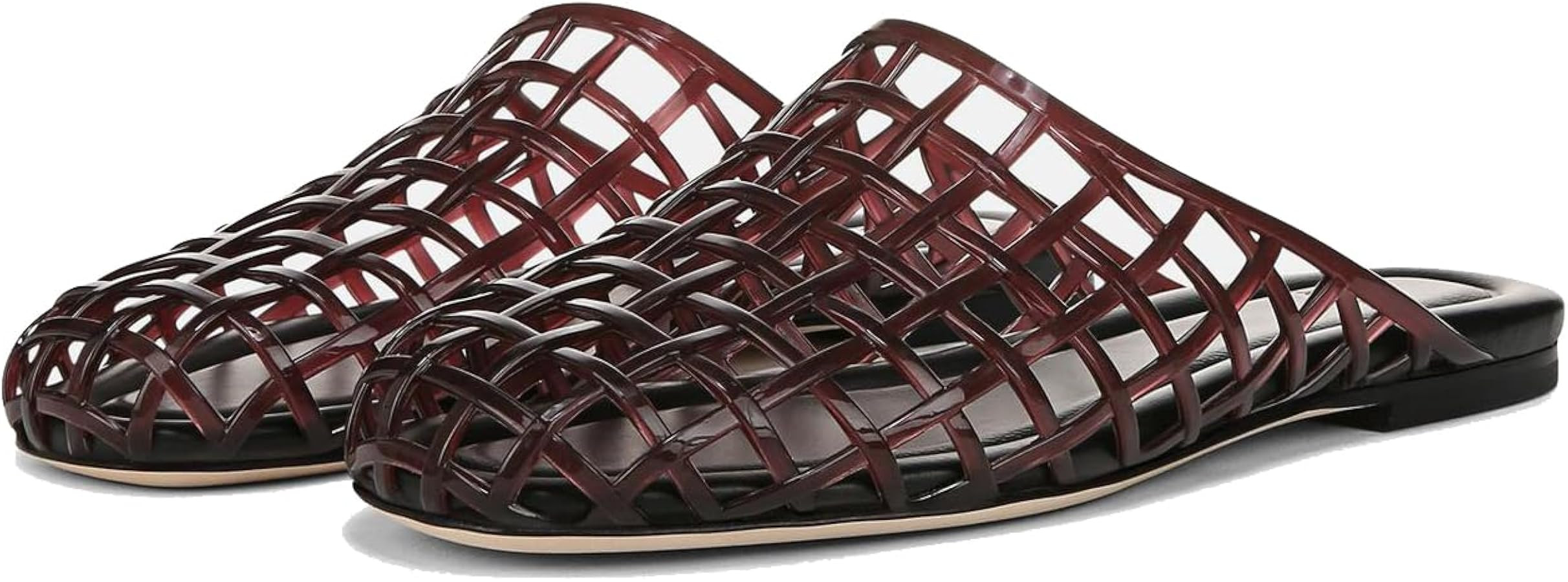 Jelly Flat Sandals for Women Clear Hollow Jellies Mules Transparent PVC Summer Beach Slides | Amazon (US)