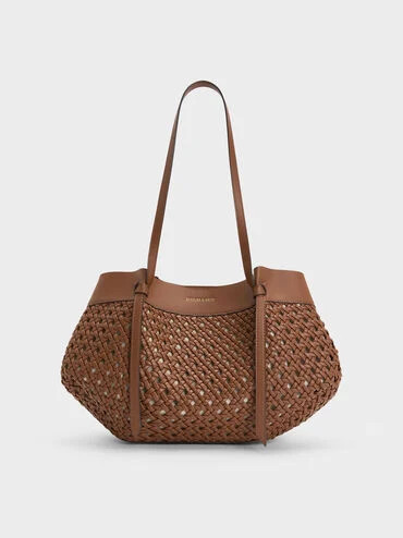 Chocolate Calla Woven Tote Bag | CHARLES & KEITH | Charles & Keith US