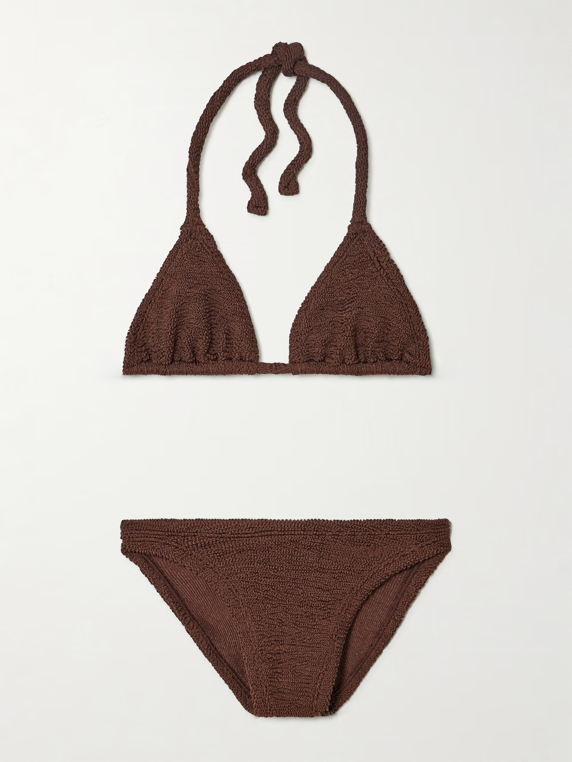 HUNZA GTammy metallic seersucker triangle bikini | NET-A-PORTER (UK & EU)