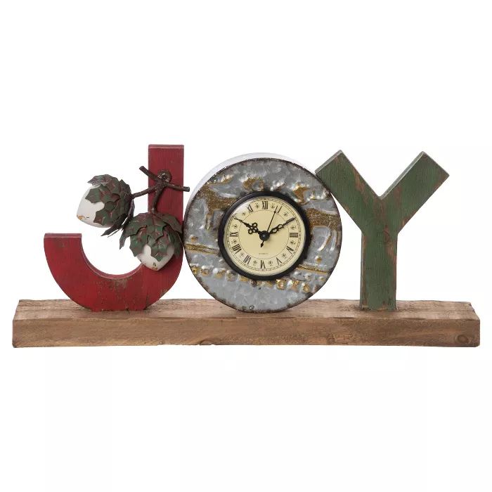 Transpac Wood 16 in. Multicolor Christmas Joy Clock | Target