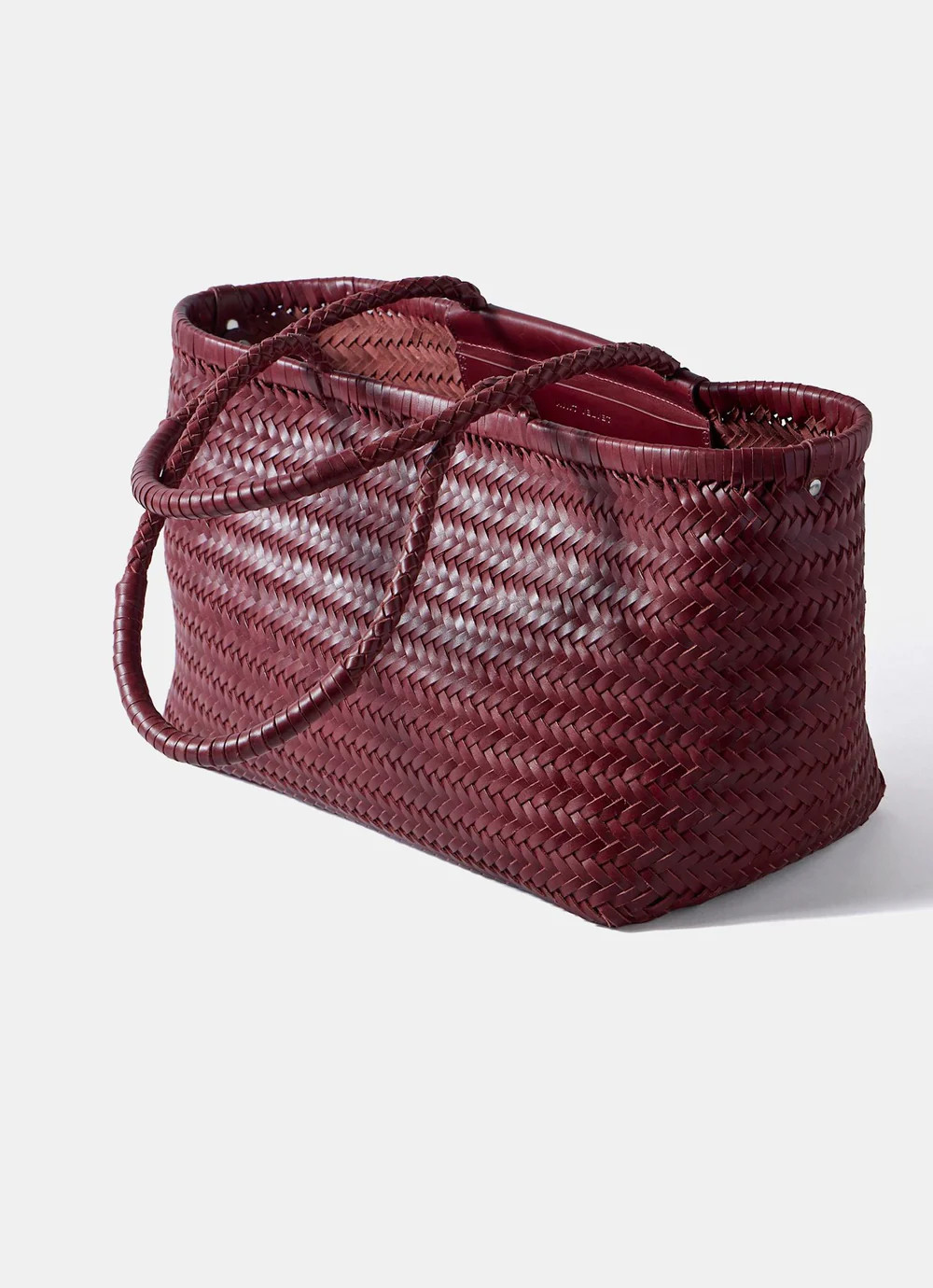 Rae Red Leather Woven Tote Bag | Mint Velvet