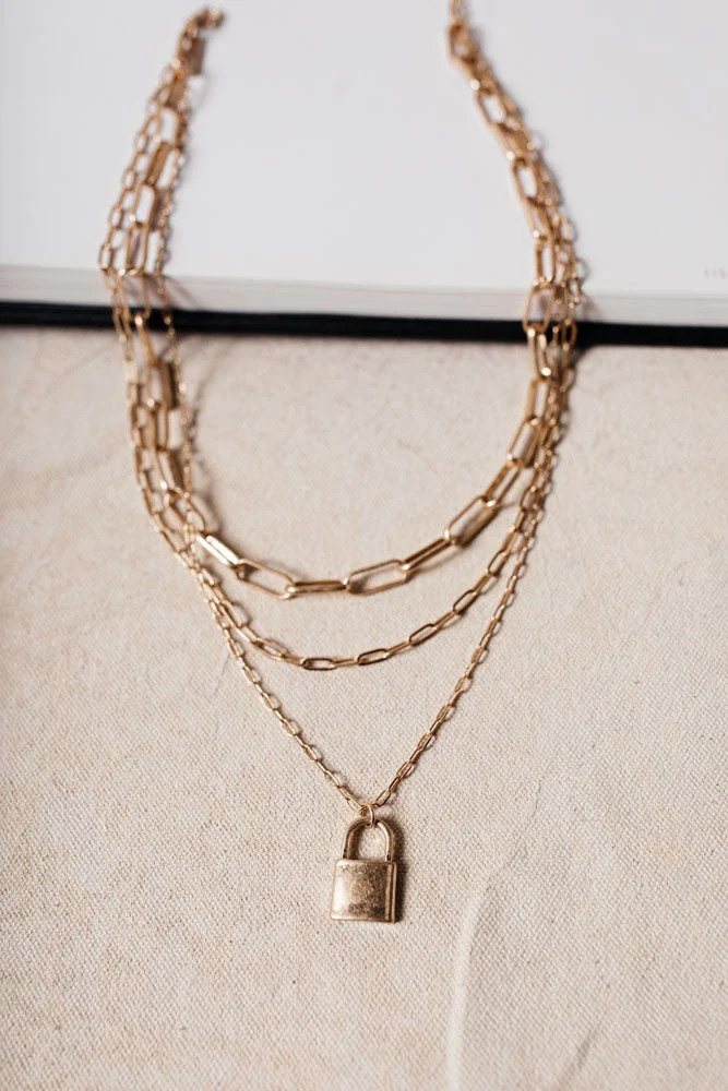 Neila Gold Lock Chain Necklace - böhme | Böhme US