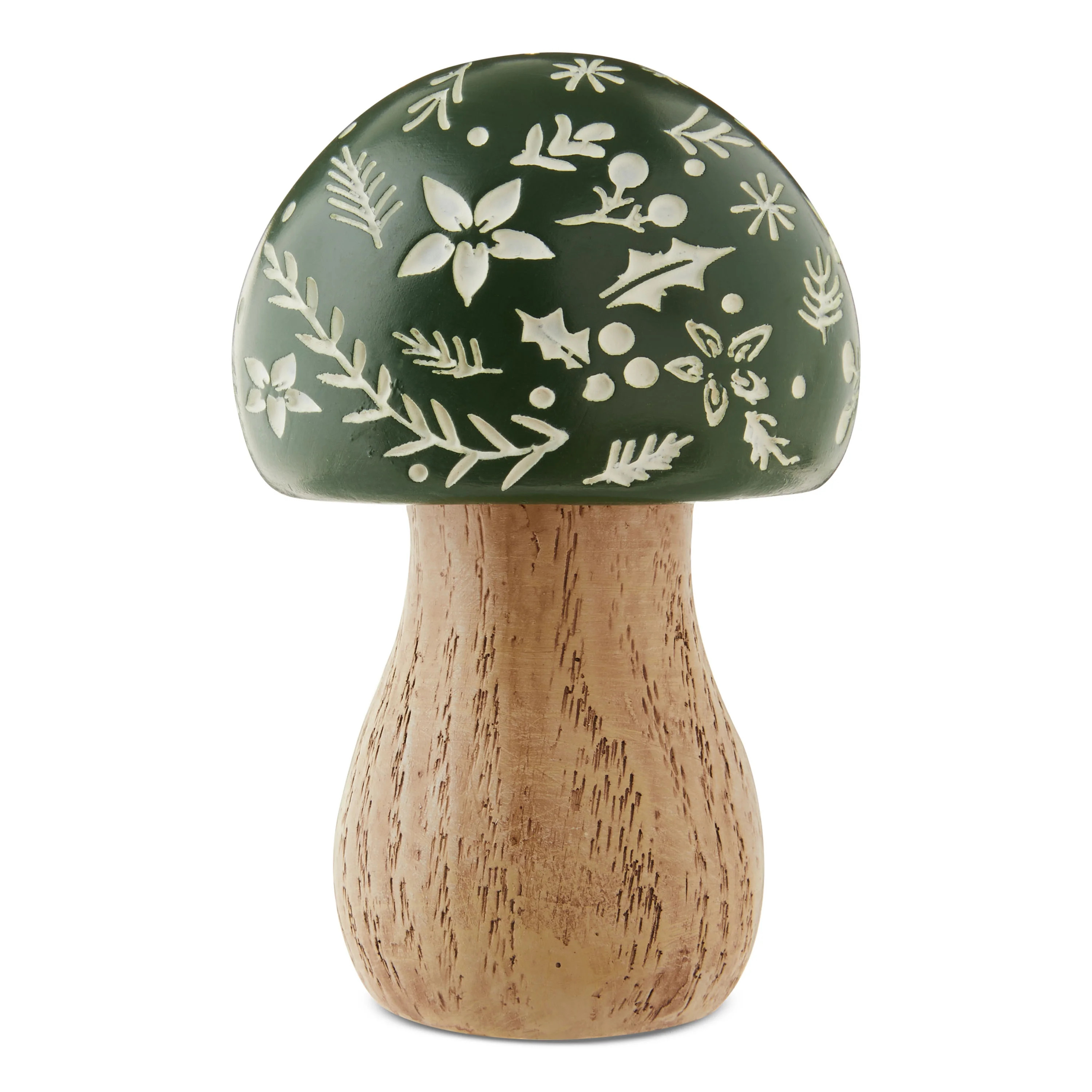 Floral Mushroom Christmas Tabletop Decoration, Green and Brown, 4.3", by Holiday Time - Walmart.c... | Walmart (US)