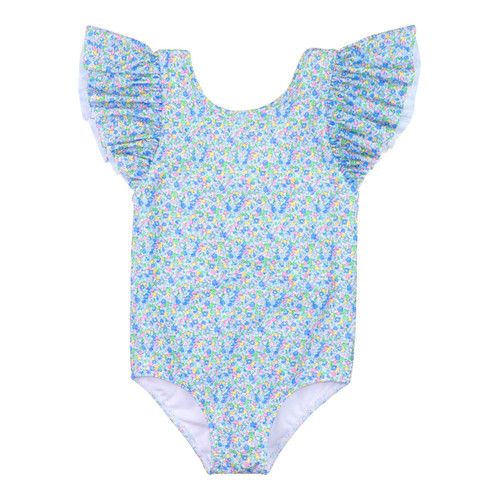 Blue Dainty Floral Lycra Swimsuit | Cecil and Lou