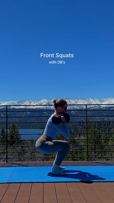 Front squats in cool baby blue long sleeve crop paired with monochrome workout outfit in ash grey’s and white crew socks for soft summer color seasons. Using 2-35 pound dumbbells on my blue foam puzzle mat (always wearing AirPods). 

Front squats with dumbbells are of my favorites for posture and the glutes that I’ve neglected but been adding back into my routines recently: try 3 sets of 12-15 in your next lower body or circuit workout. Use a weight that you can get through all reps with proper technique (the last 2 reps of any exercise are most important to your brain, how you perform these will be what your brain and body remembers most) but still a challenging resistance. Move through the full range of motion pausing for ~2-3 seconds at the bottom of the squat. Rest 30-90 seconds between sets (shorter rest for more cardiovascular challenge with a lighter weight). Front squats also challenge your core, having to work to keep your spine neutral and upright throughout the exercise. 

#LTKActive #LTKStyleTip #LTKFitness