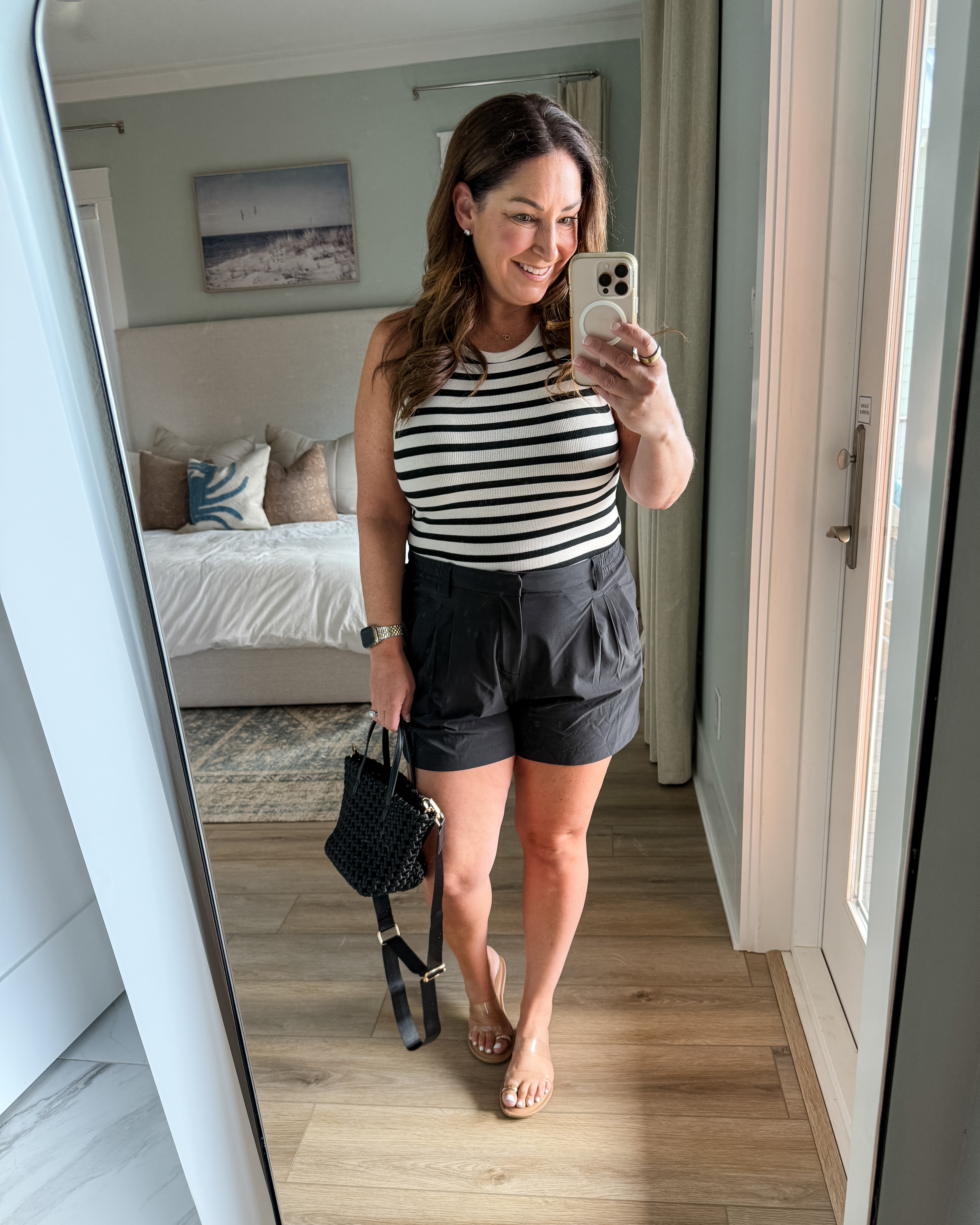 Summer Vacation Outfit with striped tank from Target tts, L // Vuori shorts size up if in-between, L  

 #LTKSeasonal #LTKOver40 #LTKMidsize