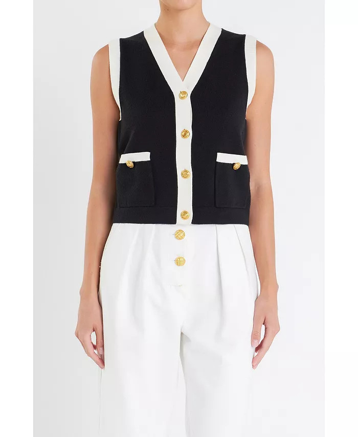 English Factory Women's Colorblock Knit Vest - Macy's | Macy's