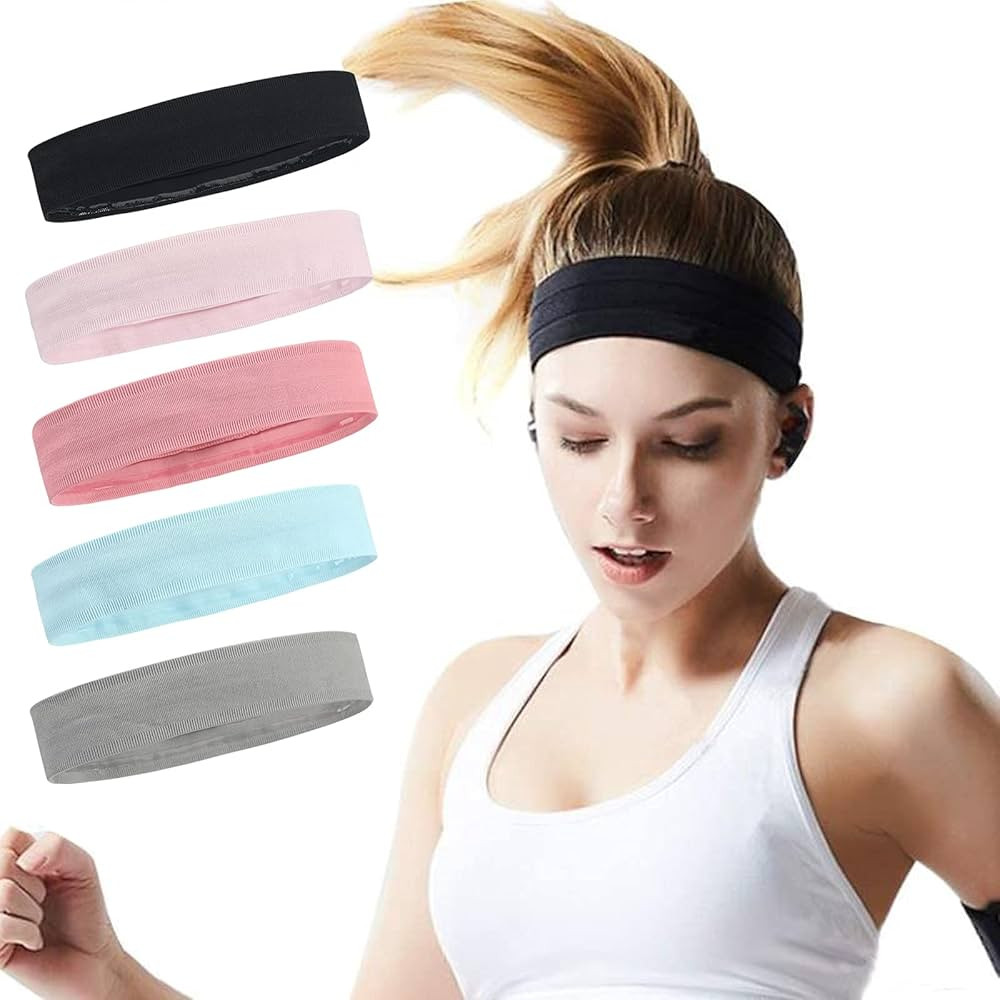 Workout Headbands Non Slip Headband Sport Headbands Sweatbands Elastic Sport Hair Bands for Sport... | Amazon (US)