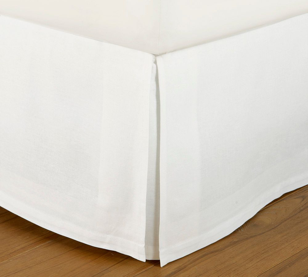 Essential Linen & Cotton Bed Skirt, 18"" Drop, King, White | Pottery Barn (US)