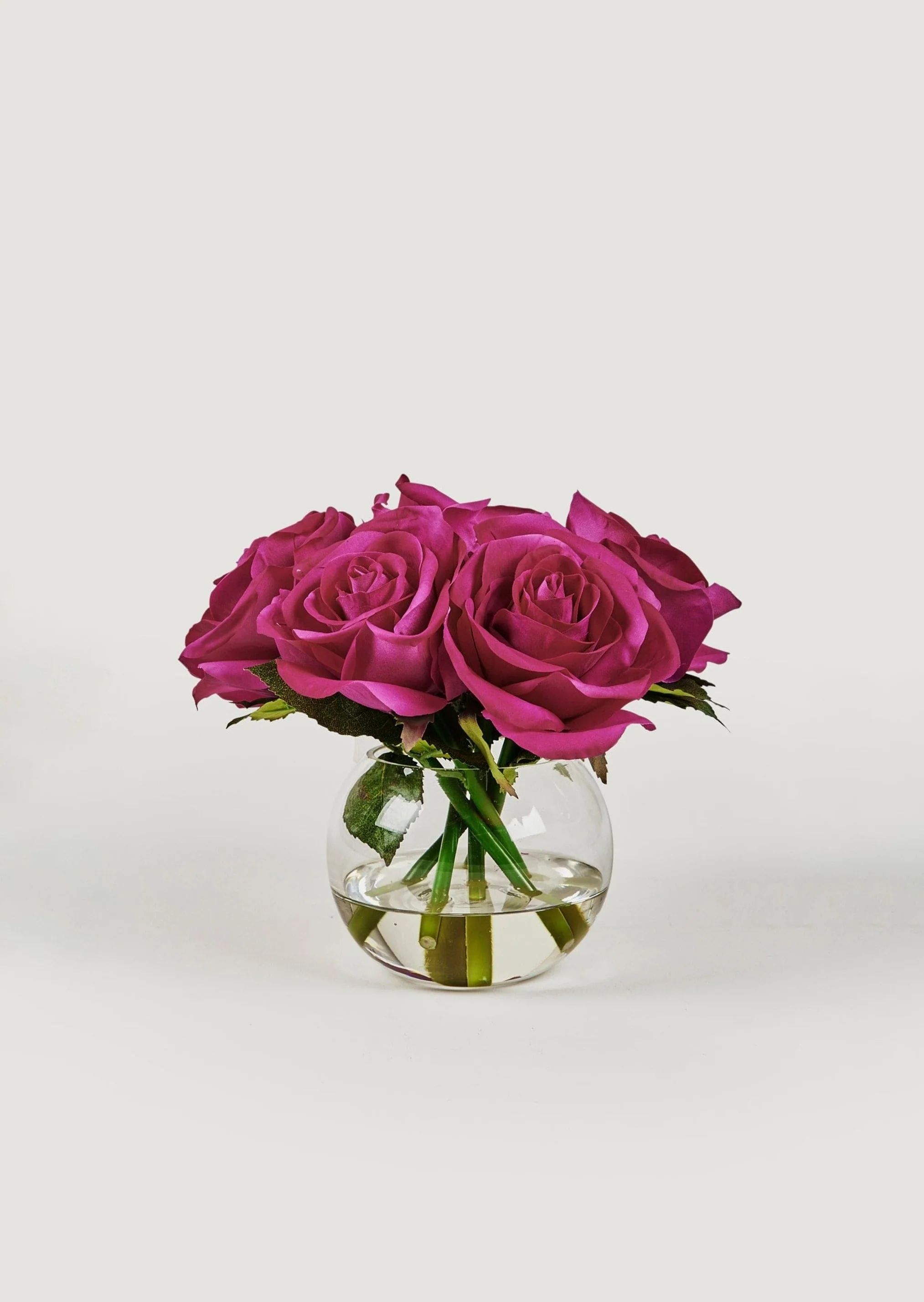 Real Touch Roses in Glass Vase Arrangement - 7.75" | Afloral