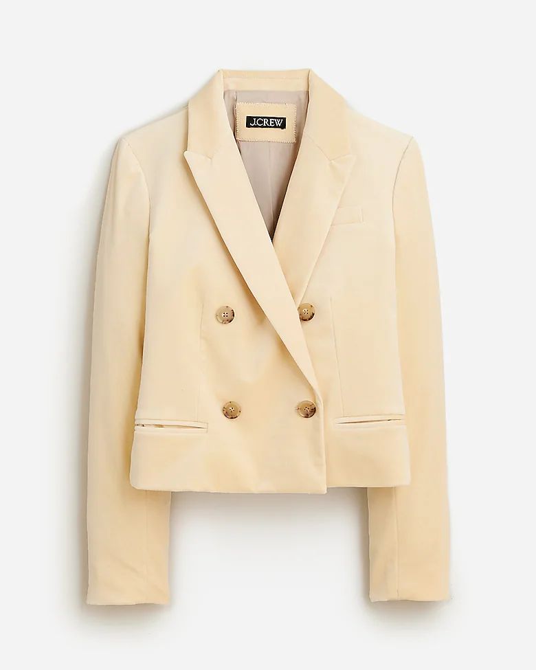 Cropped double-breasted blazer in stretch velvet | J.Crew US