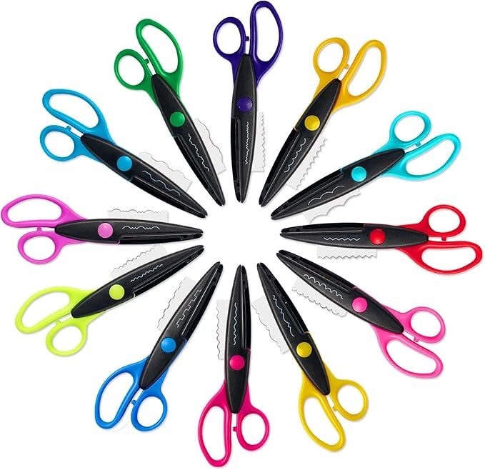 12 Pack Decorative Edge Craft Scissors for Kids, 6.5 Inch Colorful Pattern Scissors with Comfort ... | Amazon (US)