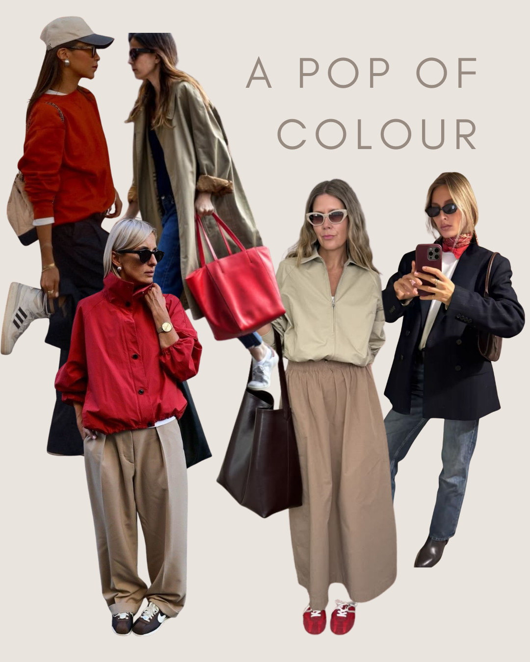 Colour is best introduced through subtle accents — like red shoes, knits, scarves, jackets or bags — adding interest, warmth and personality to neutral outfits without overwhelming them.

Here are my top picks to introduce a pop of colour to your wardrobe x 

 #LTKaustralia #LTKstyletip #LTKautumn