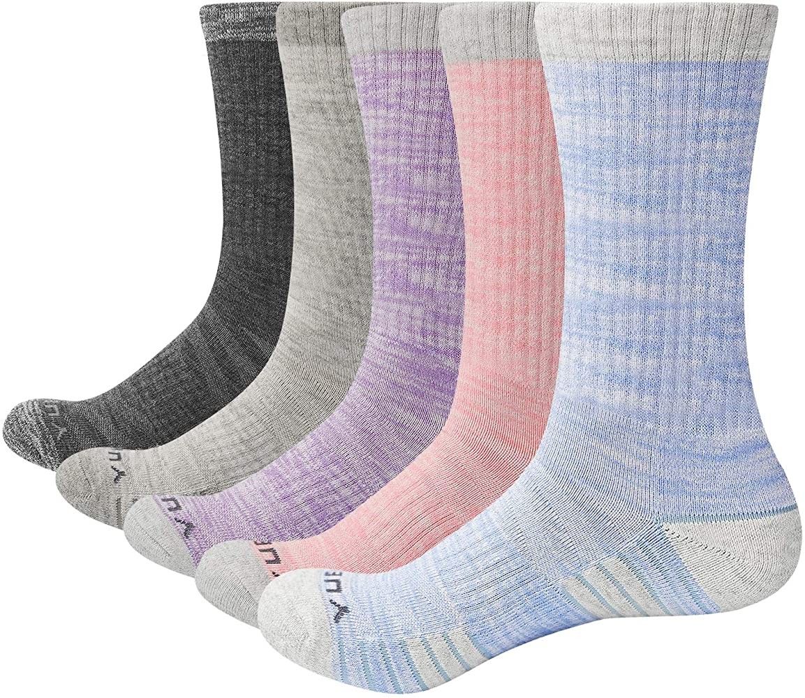 YUEDGE Women's Moisture Wicking Cotton Cushion Crew Socks 5Pairs/Pack Sports Outdoor Athletic Wal... | Amazon (US)